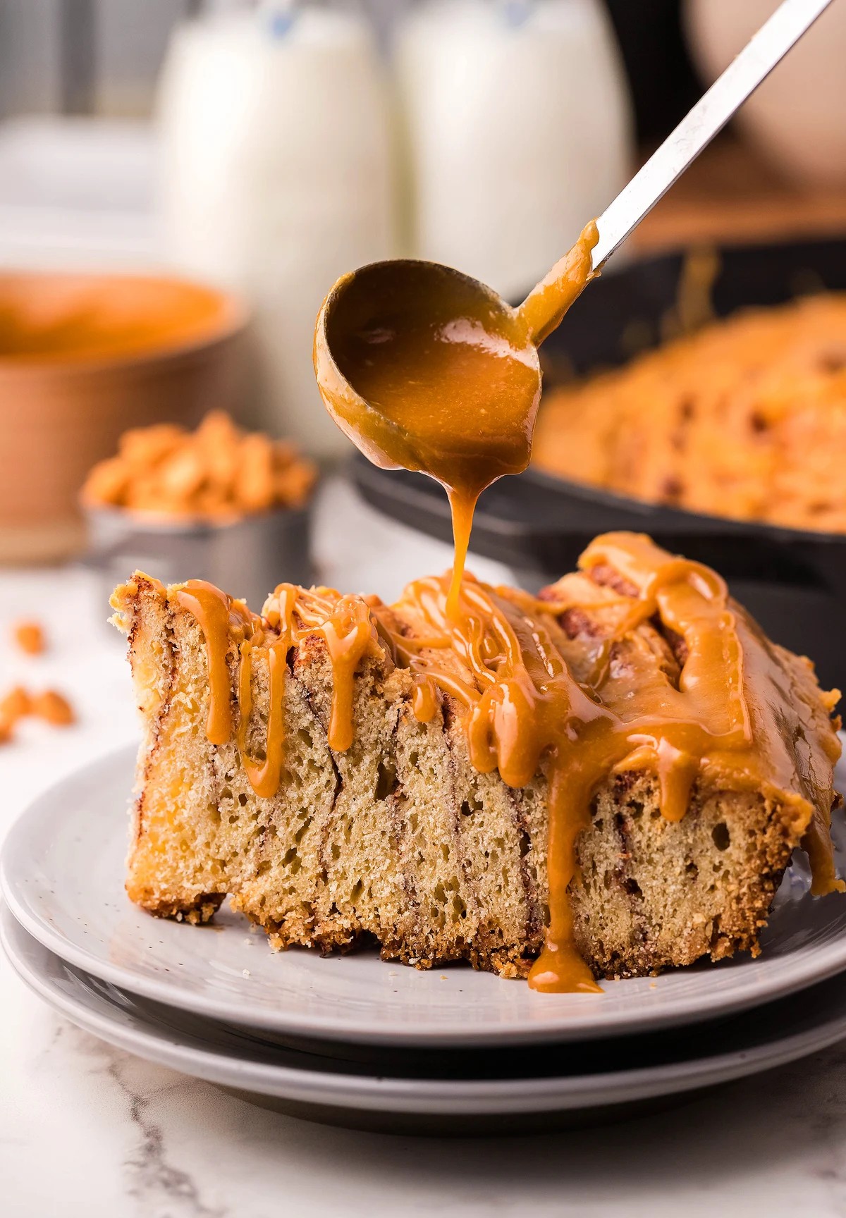 Giant Maple Cinnamon Roll Cake with Butterscotch Glaze