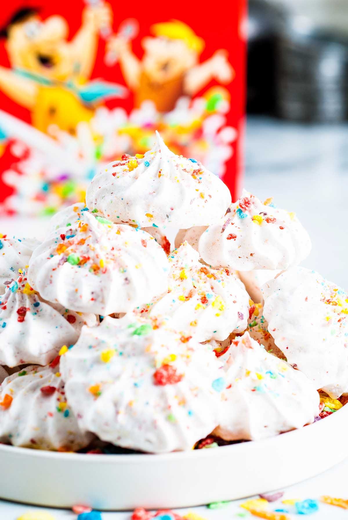 Fruity Pebbles Meringue Cookies