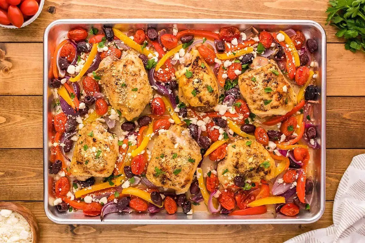 Easy Greek Chicken Sheet Pan Dinner