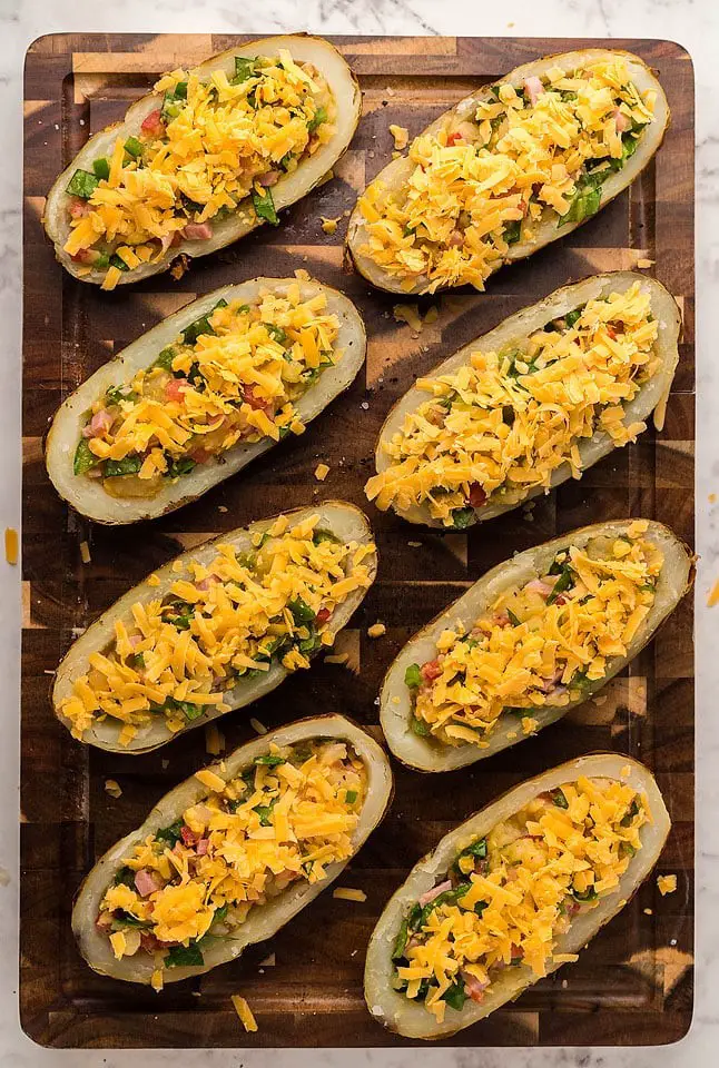 Making Twice Baked Breakfast Potatoes