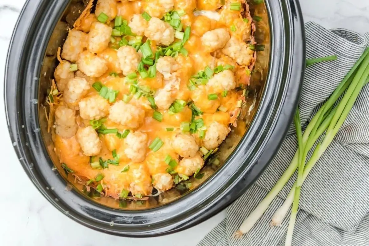 Slow Cooker Chicken Bacon Ranch Tater Tot Casserole