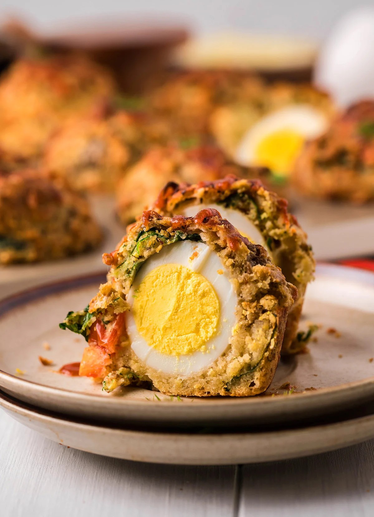 Savoury Breakfast Muffins with Soft Boiled Eggs, Sausage and Cheese