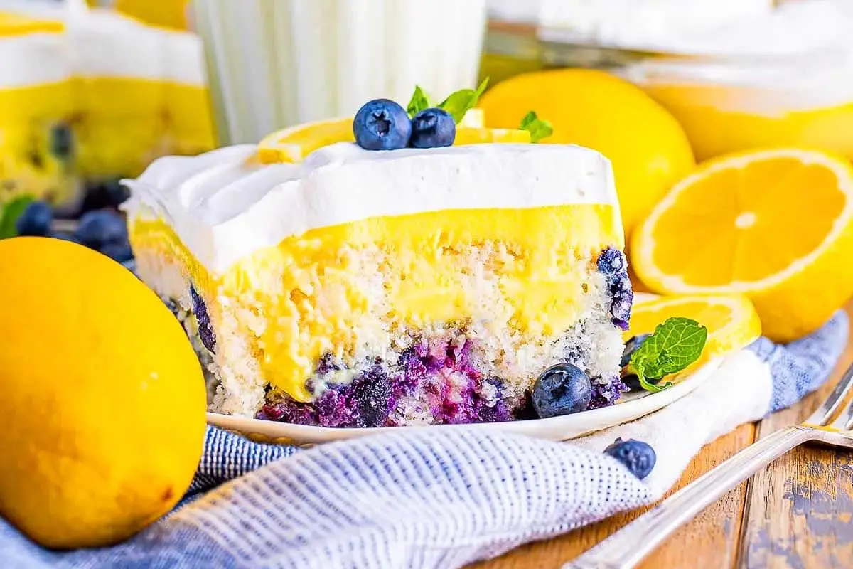 Easy Lemon Blueberry Poke Cake