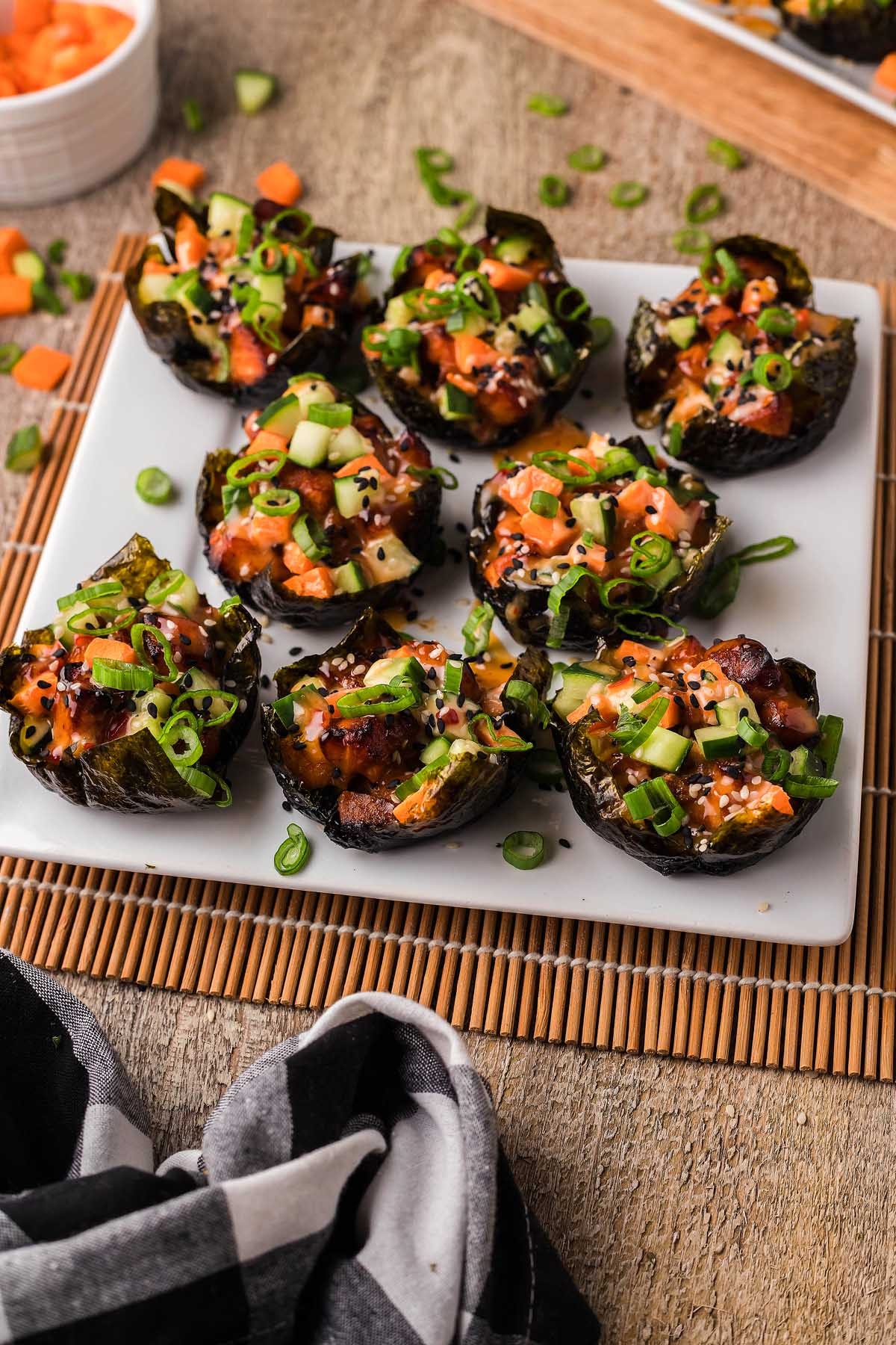 Spicy Baked Salmon Sushi Muffins