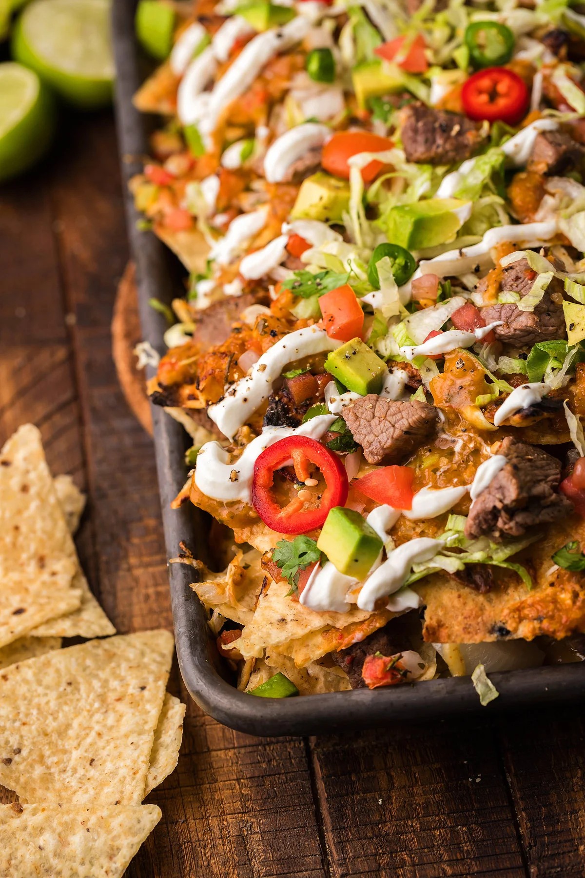 Seared Steak Nachos with Tomatillo Serrano Salsa