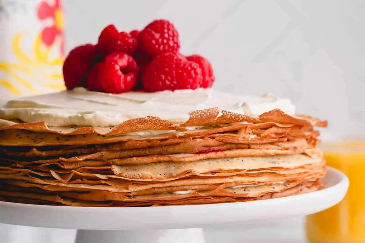 Lemon Raspberry Crepe Cake