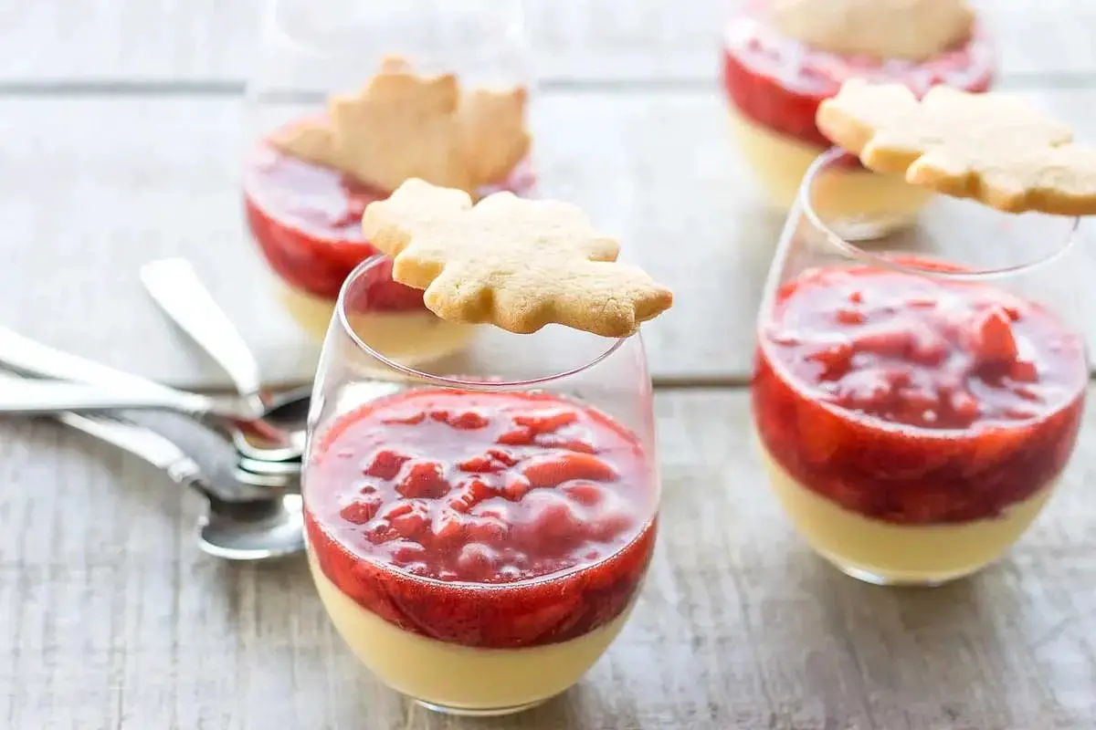 Maple Custard with Strawberry Compote