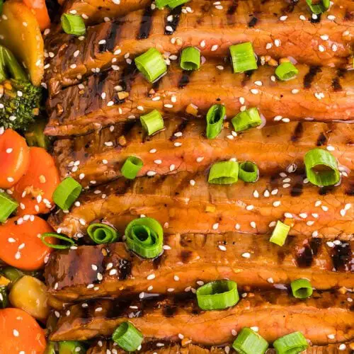 Easy Cast Iron Teriyaki Flank Steak with Veggies Recipe