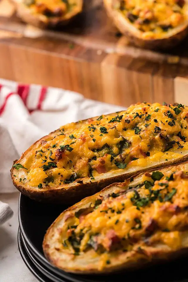 Making Twice Baked Breakfast Potatoes