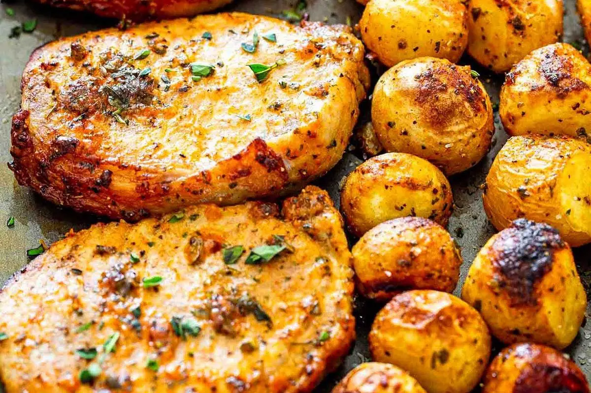 Ranch Pork Chops And Potatoes Sheet Pan Dinner