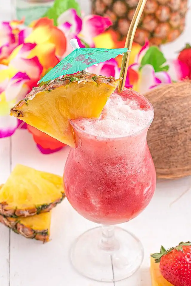 Tropical Hawaiian Fruity Lava Flow Cocktail