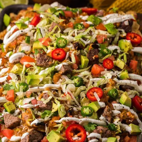 Seared Steak Nachos with Tomatillo Serrano Salsa Recipe