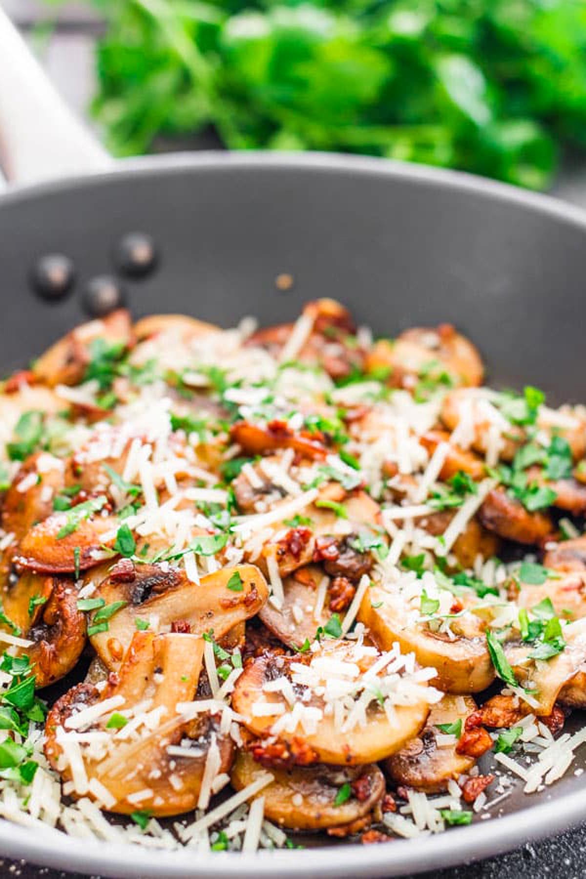 Sauteed Garlic and Parmesan Mushrooms