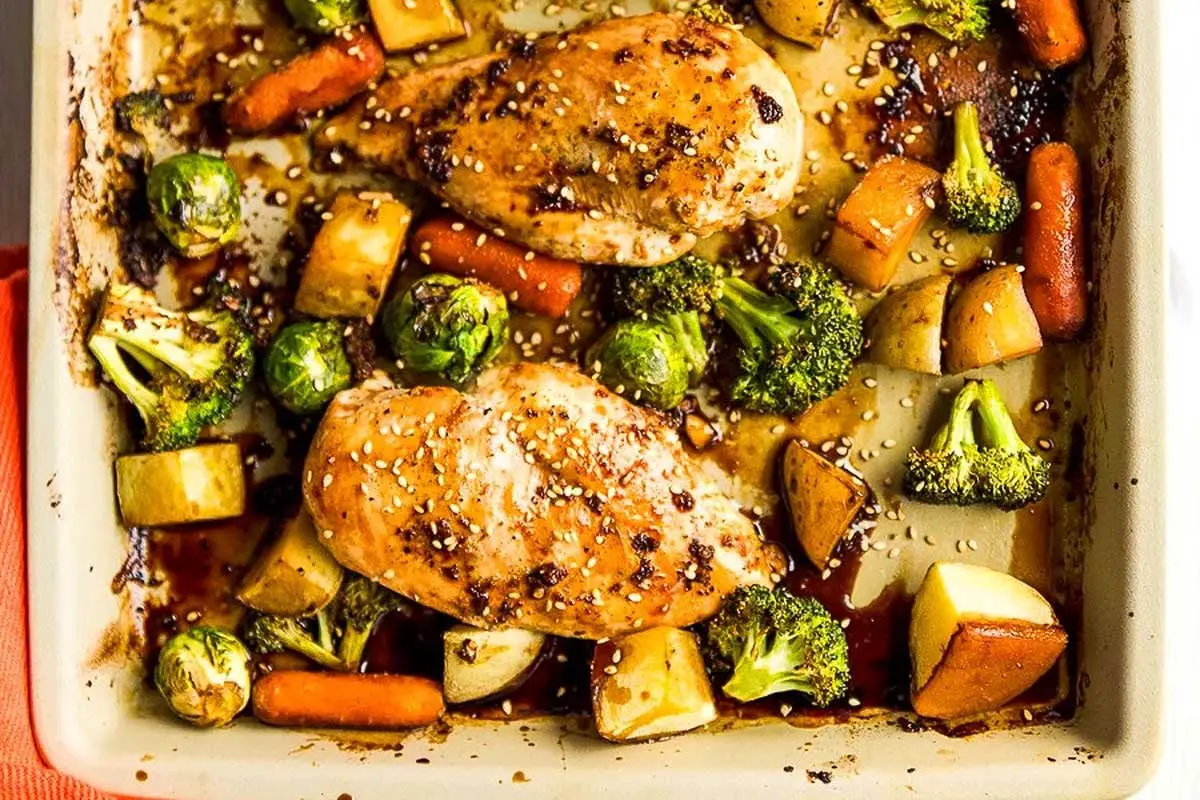 Honey Ginger Chicken Sheet Pan Dinner