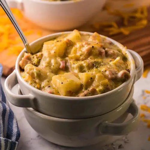 Slow Cooker Chunky Ham, Potato, Cheese and Broccoli Soup Recipe