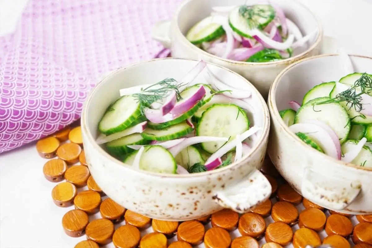 Cucumbers And Onions In Vinegar