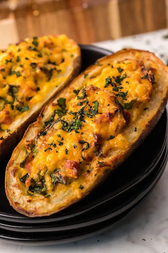 Making Twice Baked Breakfast Potatoes