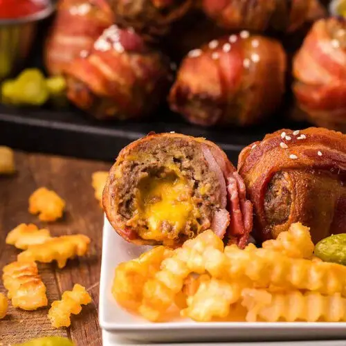 Air Fryer Bacon Wrapped Cheeseburger Bites Recipe